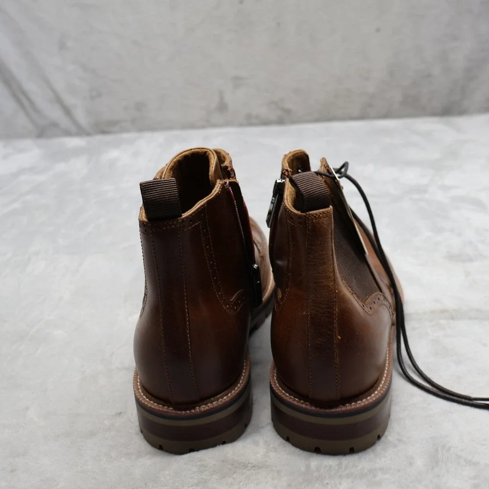 Aldo Men 9 Toney Boot Brown Wingtip Leather Classic Brogue Side Zip Lace-Up NWD